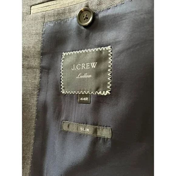 J.Crew Ludlow Blazer 3D Tollegno Wool Gray Lined Size 44R/Slim - Picture 8 of 11